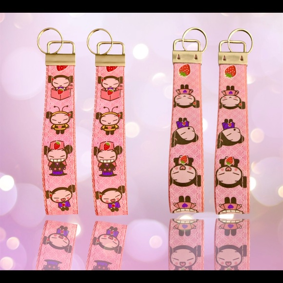 Cute strawberry theme Pucca wristlet, key fob - Picture 9 of 9
